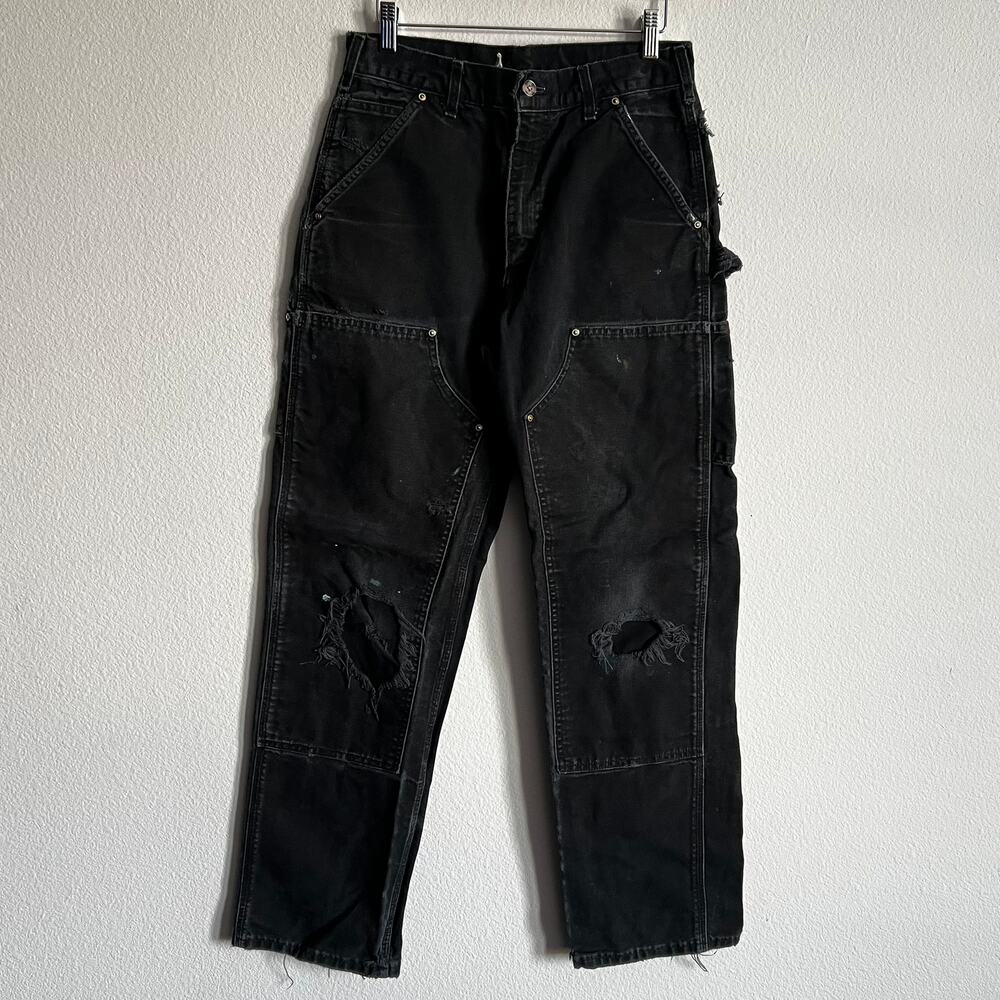 Carhartt B01 BLK faded black double knee work wear carpenter pants